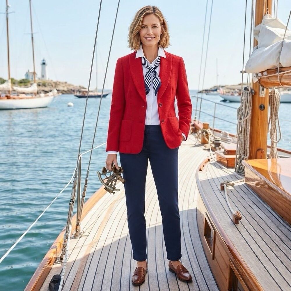 Vintage Talbots Red Wool Blazer size 6 Italian Fabric Nautical Preppy Heritage
